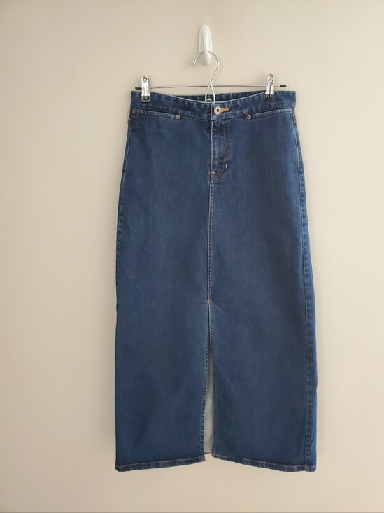 GAP Dresses & Skirts - Gap Vintage Y2K 2000s Denim Dark Wash Front Slit Stretch Maxi Skirt Women's 6